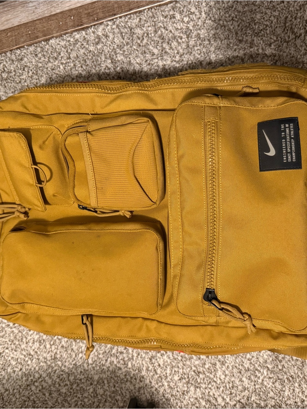 Nike Utility Elite Mustard Yellow Multi-Pocket Backpack